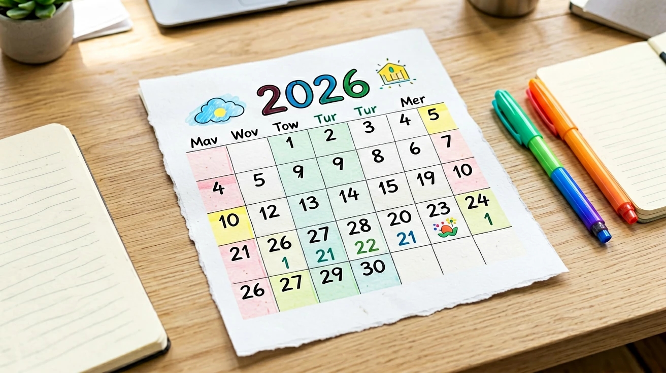 打印出的2026年9月手绘日历与手账本使用场景