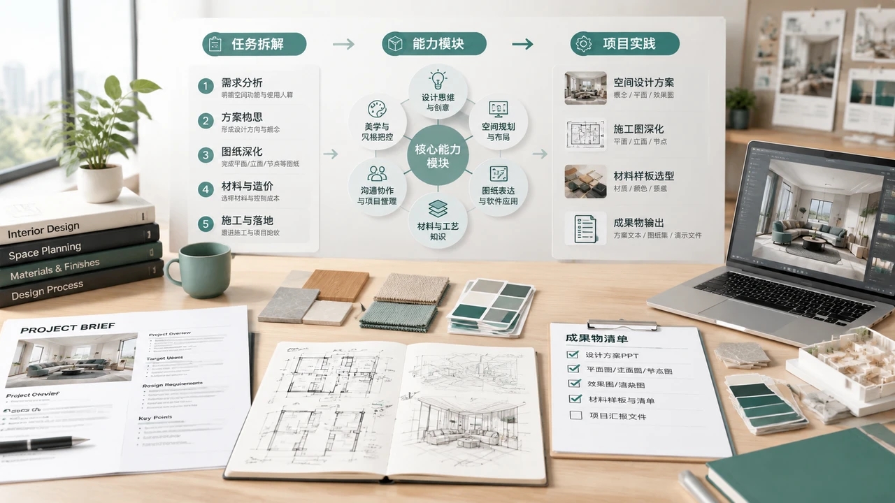从岗位任务拆解到项目成果物的室内设计学习路径